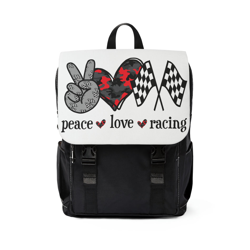 Peace.Love.Racing Casual Shoulder Backpack